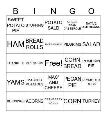 THANKSGIVING Bingo Card