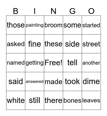 First Grade Bingo Card
