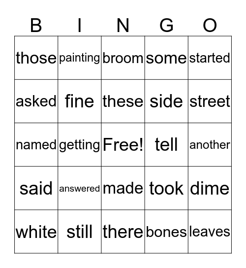 First Grade Bingo Card