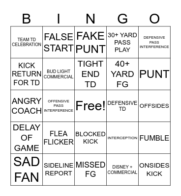 September 25, 2019. 2nd Half Bingo Card