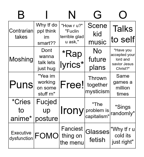 Xdna bingo Card