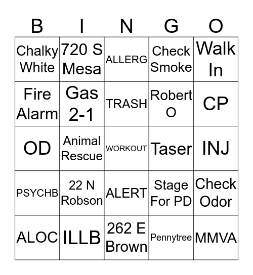 Big House Bingo Card