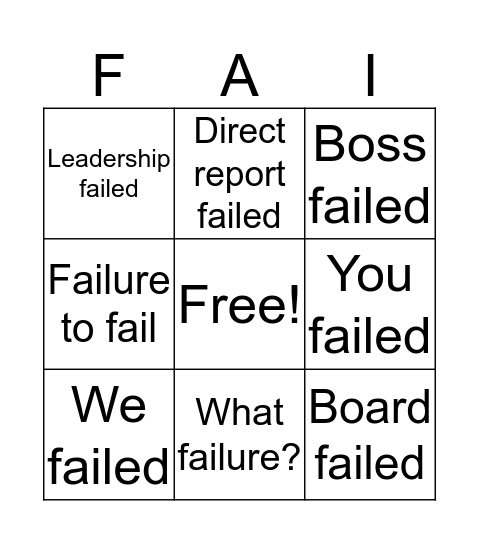 ASAE Fail-O Bingo Card