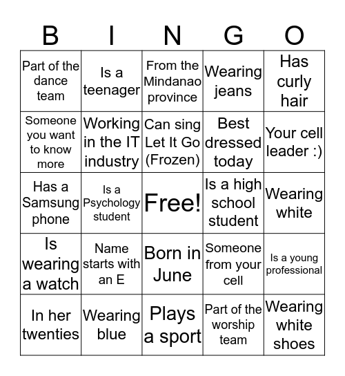 Y & A BINGO Card