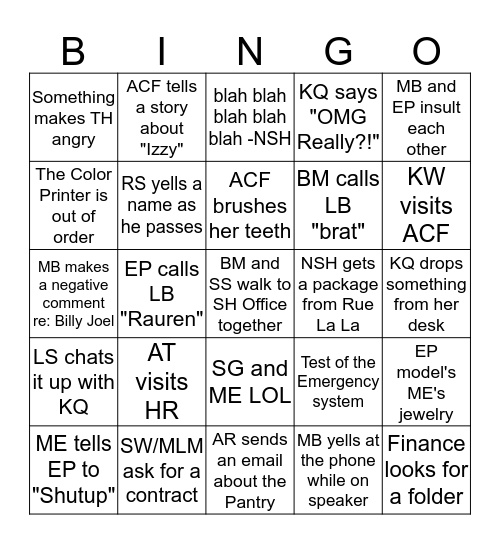 Office Bingo  Bingo Card