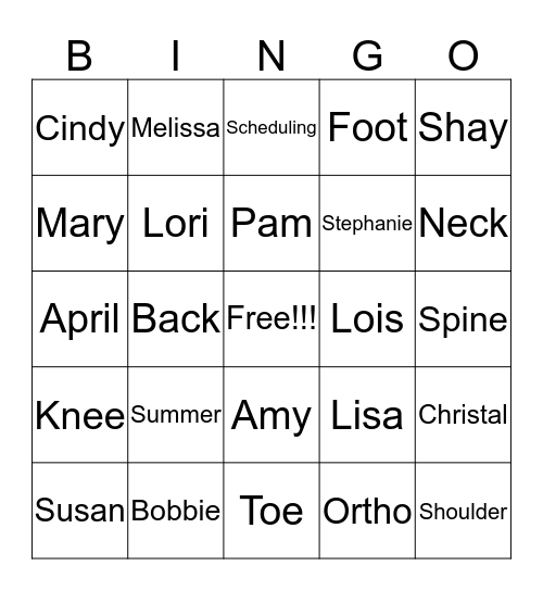 Communications Bingo Card