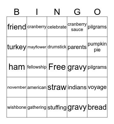 thanksgiving  Bingo Card