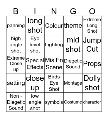 Film Techniques - Bingo Card