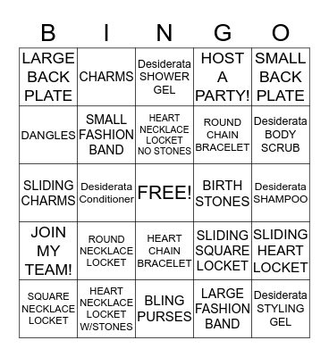 OUR HEARTS DESIRE  Bingo Card