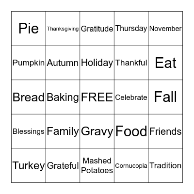 Thanksgiving Bingo Card