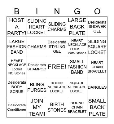 Our Hearts Desire Bingo Card