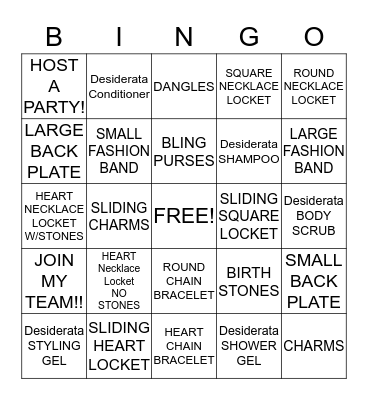 Our Hearts Desire Bingo Card