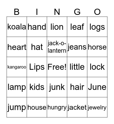 Beginning Sounds  Bingo Card