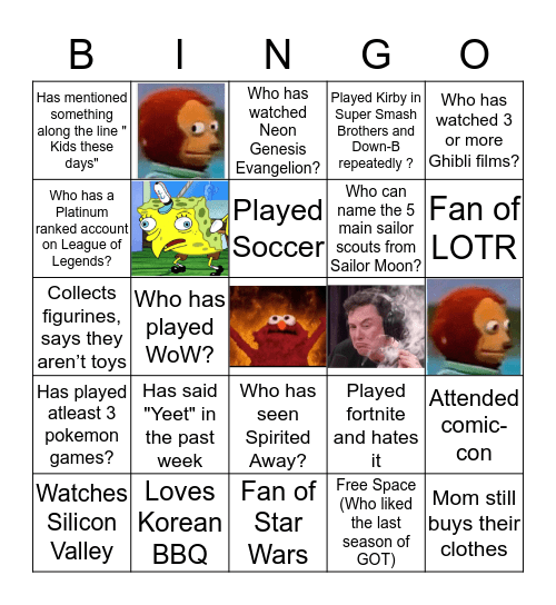 LAN Meeting Bingo Card