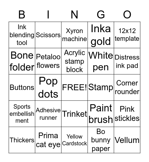Reverse Bingo Card