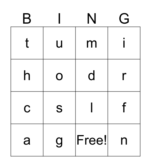 Alphabet Bingo Card