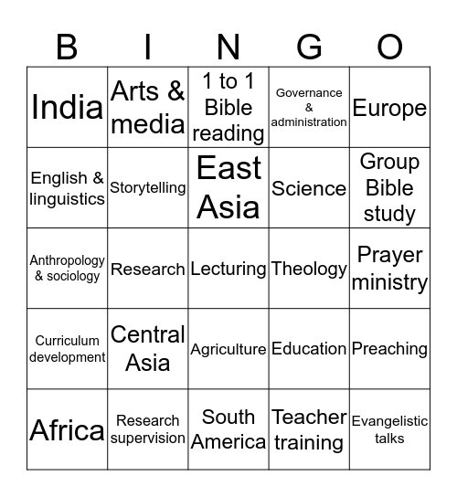 Academic mission binGO! Bingo Card