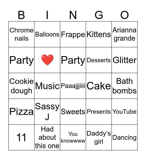 Jaya’s Bingo Card