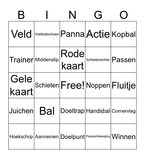 Sven Voetbal Bingo Card