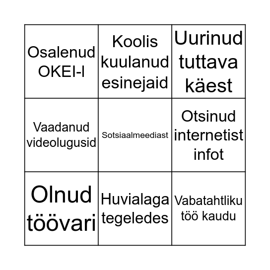 Kuidas oled teada saanud erinevate ametite kohta? Bingo Card