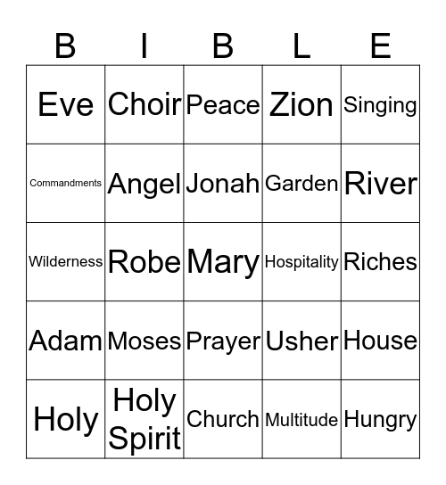 Elizabeth  Church Hospitality Brunch  Bingo Card