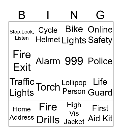 Safety Badge Bingo Card