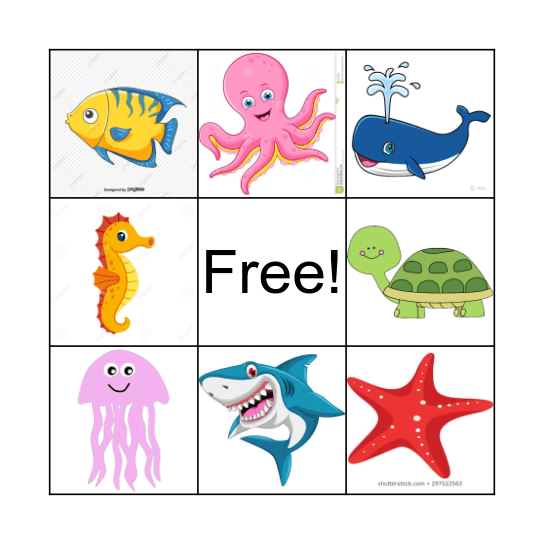 OCEAN ANIMALS BINGO Card