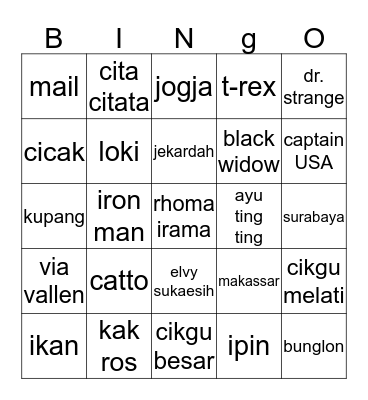 jinhyuk jelek Bingo Card