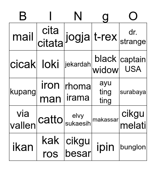 jinhyuk jelek Bingo Card