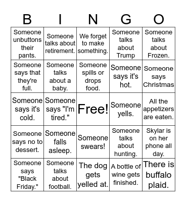 Thanksgiving Bingo Card