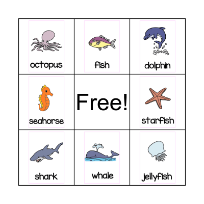 OCEAN ANIMALS BINGO Card