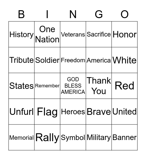 MEMORIAL DAY BINGO Card