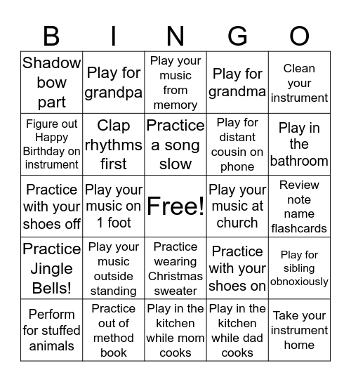 Thanksgiving Break Bingo Card