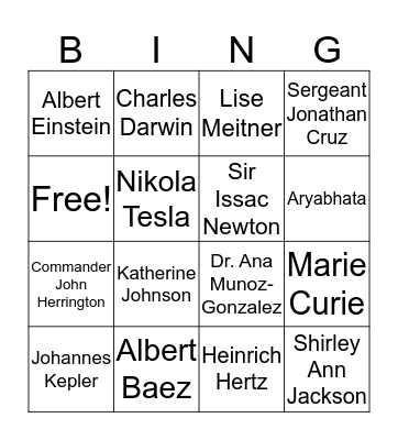 Scientist Bingo Card