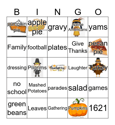 Thanksgiving Bingo Card