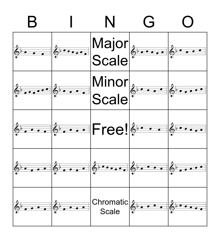 Major Tonal Bingo Card