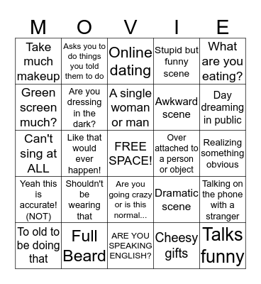 Movie Bingo Card
