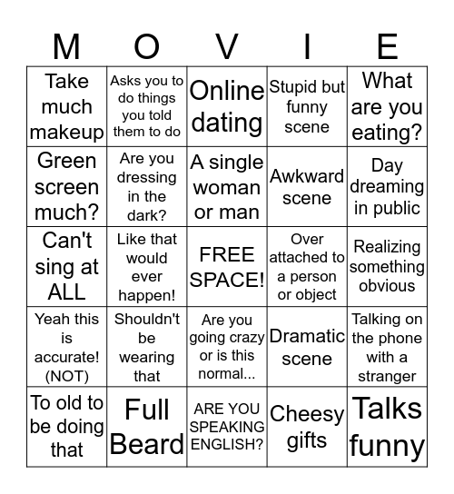 Movie Bingo Card