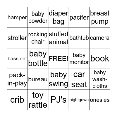 Baby Shower Bingo Card