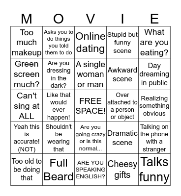 Movie Bingo Card