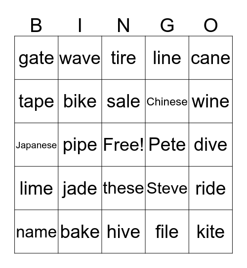 I can spell book 2 unit 06 08 a e e e i e Bingo Card