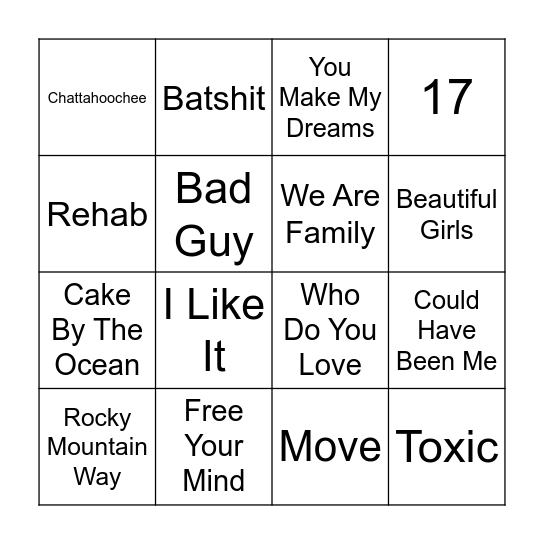 Music 14 - @QuestionOneQuiz Bingo Card