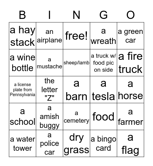 "to the wine country" bingo Card