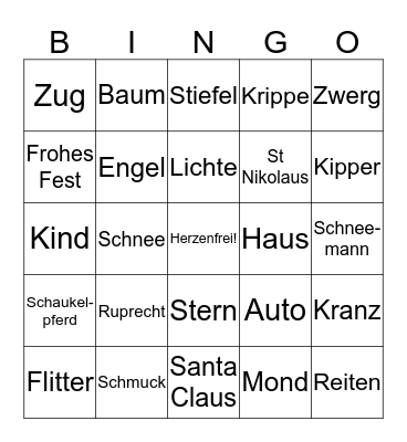 Weihnachten 2019 Bingo Card