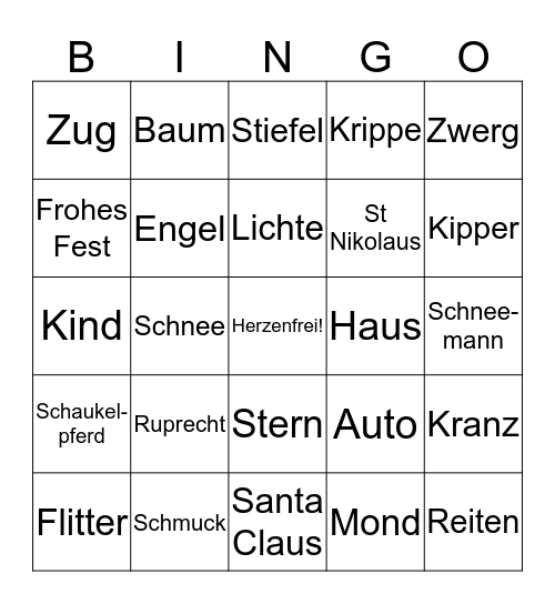 Weihnachten 2019 Bingo Card