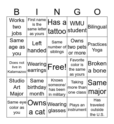 CLASS BINGO Card