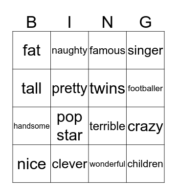 Crazy gang Bingo Card
