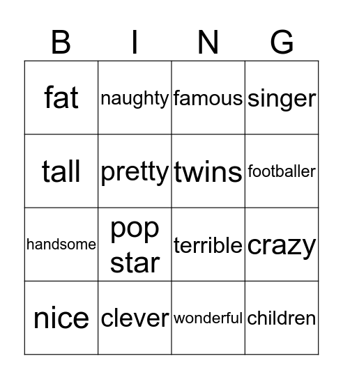 Crazy gang Bingo Card