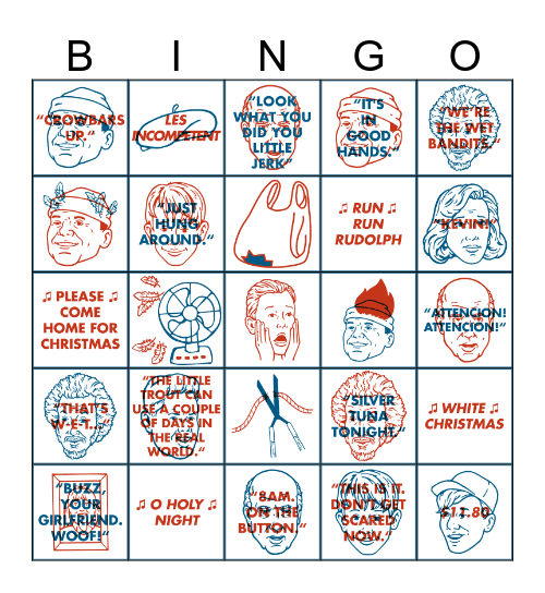 Home Alone Bingo Card