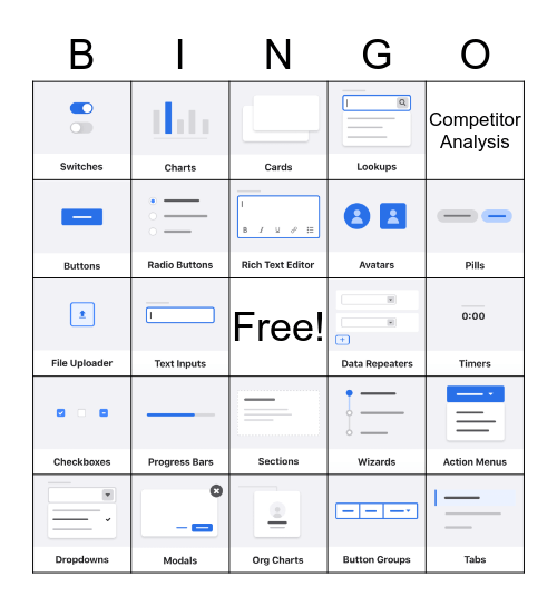 UX and Design System Bingo Fun Bingo Card